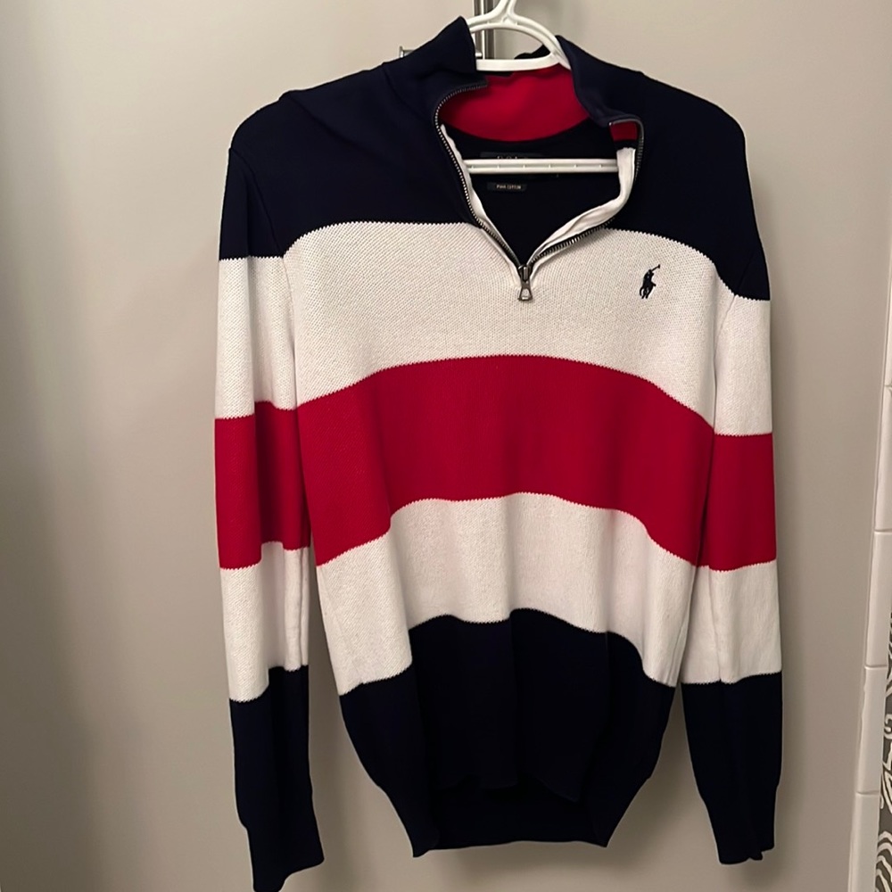 Polo Ralph Lauren quarter zip; red, white, and navy